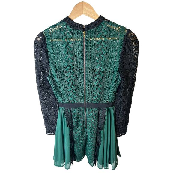 Self-Portrait Embroidered Empire Line Dress Green and Black Size US 4 - Picture 7 of 8